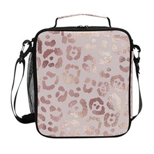 lunch bag insulated boxes leopard print cheetah rose gold cooler lunch handbags african american woman organizer containers for picnic school office