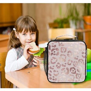 Lunch Bag Insulated Boxes Leopard Print Cheetah Rose Gold Cooler Lunch Handbags African American Woman Organizer Containers for Picnic School Office