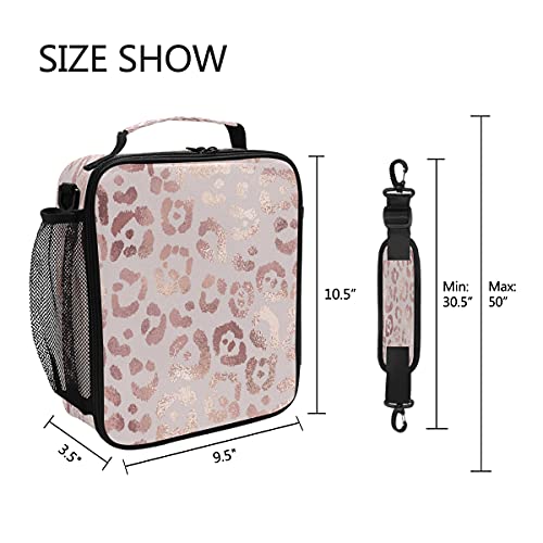 Lunch Bag Insulated Boxes Leopard Print Cheetah Rose Gold Cooler Lunch Handbags African American Woman Organizer Containers for Picnic School Office