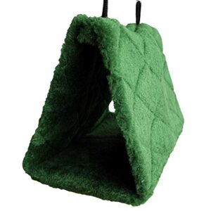 WOWOWMEOW Snuggle Bird Nest Parrot Plush Hanging Tent Warm Hut Cage Hammock (M, Green)