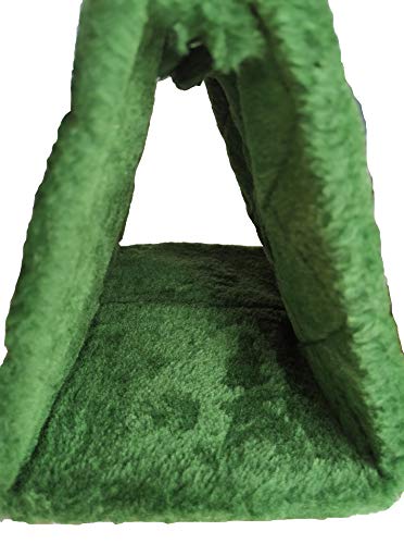 WOWOWMEOW Snuggle Bird Nest Parrot Plush Hanging Tent Warm Hut Cage Hammock (M, Green)