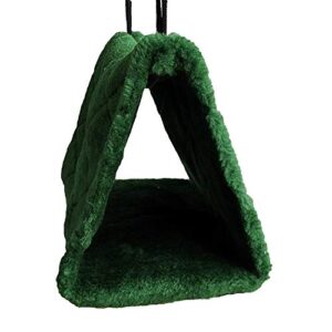 WOWOWMEOW Snuggle Bird Nest Parrot Plush Hanging Tent Warm Hut Cage Hammock (M, Green)