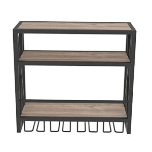 Bigbiglife Wine Racks Wall-Mounted Wine Racks with Storage Shelf, Brown Industrial Style Wall Mounted Wine Racks, Wall Wine Racks with Bottle Holder