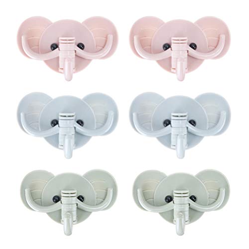 DOITOOL 6PCS Punch Free Wall Hanging Hooks Elephant Shape Wall Hangers Traceless Rotational Storage Hooks for Home Kitchen Bathroom (Green, Blue, Pink)