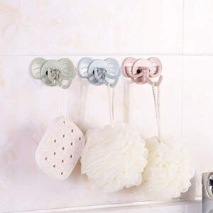 DOITOOL 6PCS Punch Free Wall Hanging Hooks Elephant Shape Wall Hangers Traceless Rotational Storage Hooks for Home Kitchen Bathroom (Green, Blue, Pink)