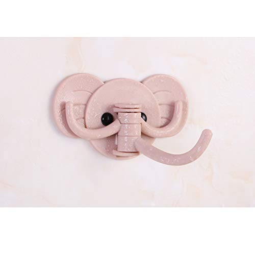 DOITOOL 6PCS Punch Free Wall Hanging Hooks Elephant Shape Wall Hangers Traceless Rotational Storage Hooks for Home Kitchen Bathroom (Green, Blue, Pink)