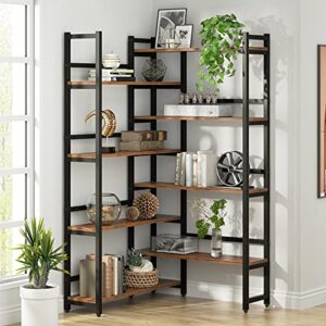 tribesigns 70.8” corner bookshelf, 8-tier industrial bookcase with metal frame for open storage, corner display rack storage organizer for home office