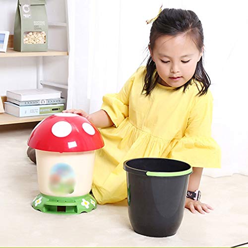 YITIANTIAN Wastebaskets Step Pedal Mushroom Garbage Can，Children's Trash Can with Lid，Removable Inner Wastebasket，Office Bedroom Living Room，6L（Round） Trash Can Bathroom Kitchen Bedroom