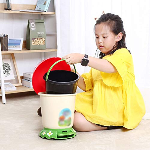 YITIANTIAN Wastebaskets Step Pedal Mushroom Garbage Can，Children's Trash Can with Lid，Removable Inner Wastebasket，Office Bedroom Living Room，6L（Round） Trash Can Bathroom Kitchen Bedroom