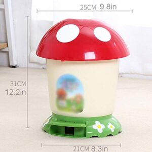 YITIANTIAN Wastebaskets Step Pedal Mushroom Garbage Can，Children's Trash Can with Lid，Removable Inner Wastebasket，Office Bedroom Living Room，6L（Round） Trash Can Bathroom Kitchen Bedroom