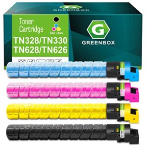 greenbox compatible tn328 tn330 tn628 tn626 toner cartridge replacement for konica tn328 tn-328 for minolta bizhub c300i c360i c250i c7130i printer (28,000 pages high yield, kcmy, 4-pack)