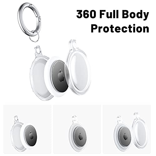 AICase Full Body 360 Protection Clear Case Compatible with 2021 Apple AirTag, Protective Case with Keychain for Pets Dogs Cats Keys