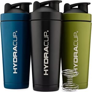 hydra cup - [3 pack insulated stainless steel shaker bottle with barbell blender wire whisk, double walled vacuum protein mixes shaker cup, keep hot & cold (3)
