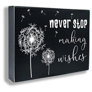 maoerzai inspirational quotes wall dandelion decor sign,rustic wooden box stand up wall family decor plaque,farmhouse living room bedroom office wall decor sign with sayings. (8 x 6 x 1.2 inch, black - dandelion-1)