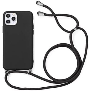 yoedge crossbody case for samsung galaxy s21 fe (5g) with neck cord strap, shockproof black tpu silicone protection cell phone cover with adjustable lanyard compatible with samsung s21 fe 5g 6.41"