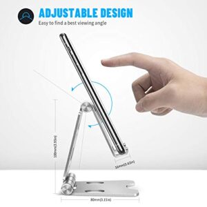 Cell Phone Stand, Fully Foldable, Adjustable Desktop Phone Holder Cradle Dock Compatible with Phone 11 Pro Xs Xs Max Xr X 8, iPad Mini, Nintendo Switch, Tablets (3.5-10"), All Phones (Sliver)