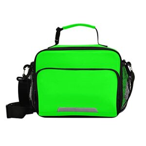 xigua reusable lunch bag insulated lunch box cooler tote removable shoulder strap meal picnic bags for outdoor school travel office work, plain neon green solid color