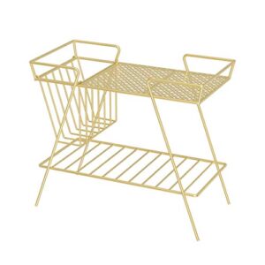 lili_shop magazine newspaper baskets magazine rack newspaper magazine storage rack magazine rack storage rack children home wrought iron bookcase bedroom shelf (color : gold, size : 6253.531.5cm)