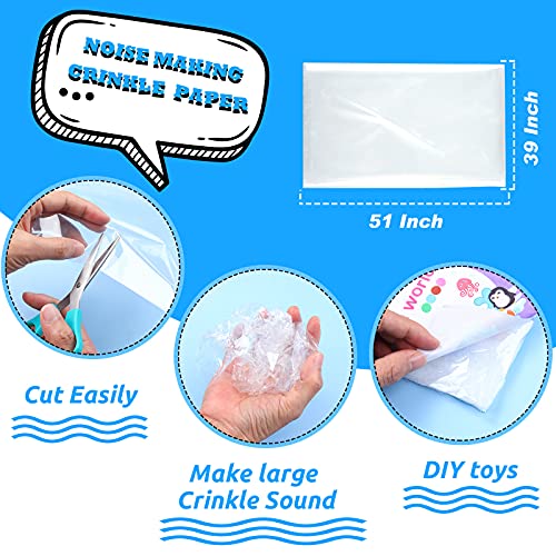 Zonon Noise Making Crinkle Paper Crinkle Material Noise Maker Plastic Film for Baby Dog Cat Toys Pet Supplies (51 x 39 Inch)