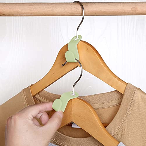 QWDLID 40 Pieces Clothes Hanger Connector Hook Cascading Clothes Hooks Multi-Layer Organizer Heavy Duty Hanging Clips for Cabinets, Clothes Storage, Coat, Bag, Belts (Green)