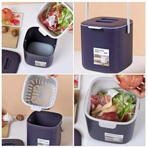 Yardwe Dual Trash Garbage Can Wet and Dry Waste Bin Kitchen Garbage Container with Lid and Handle Purple for Bathrooms Powder Rooms Kitchens Home Offices