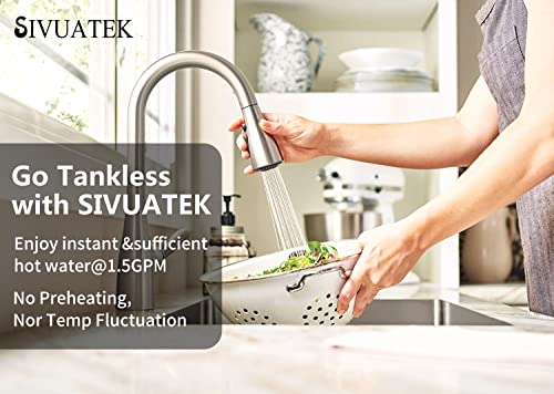 Electric Tankless Water Heater, SIVUATEK on Demand Water Heater Electric Smart Control Point of Use Water Heater Instant 6.5kW 240V for Faucets M1-65B