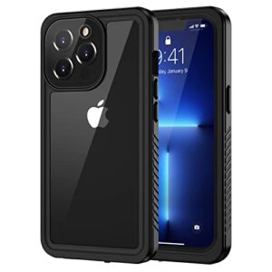 lanhiem for iphone 13 pro max case, ip68 waterproof dustproof shockproof cases with screen protector, full body protective front and back cover for iphone 13 pro max - 6.7 inch (black)