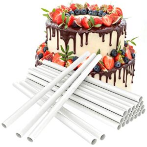 30 Pcs Cake Dowel Rods, 9.5 Inch Plastic Cake Support Rod White Cake Stand Sticks for Tiered Cake Construction and Stacking