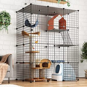 eiiel large cat cage enclosure indoor diy cat playpen detachable metal wire kennels crate 2x3x4 large exercise place ideal for 1-3 cat…