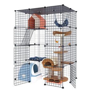 Eiiel Large Cat Cage Enclosure Indoor DIY Cat Playpen Detachable Metal Wire Kennels Crate 2x3x4 Large Exercise Place Ideal for 1-3 Cat…