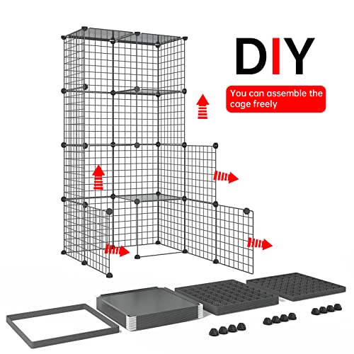 Eiiel Large Cat Cage Enclosure Indoor DIY Cat Playpen Detachable Metal Wire Kennels Crate 2x3x4 Large Exercise Place Ideal for 1-3 Cat…