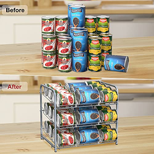 MOOACE 2 Pack Stacking Can Rack Organizer, 3 Tier Stackable Can Storage Dispenser Holder for 36 Cans (Each)