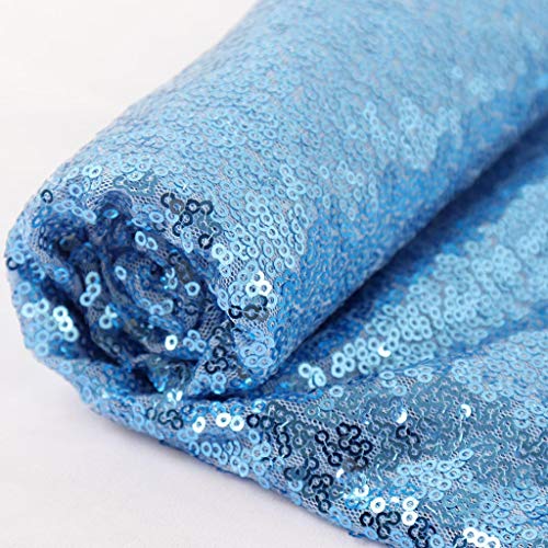 Fabric by The Yard Sequin Fabric Glitter Fabric Shower Curtain Lining Fabric by The Yard for Dress Clothing DIY Sewing Material (2 Yards, Blue)