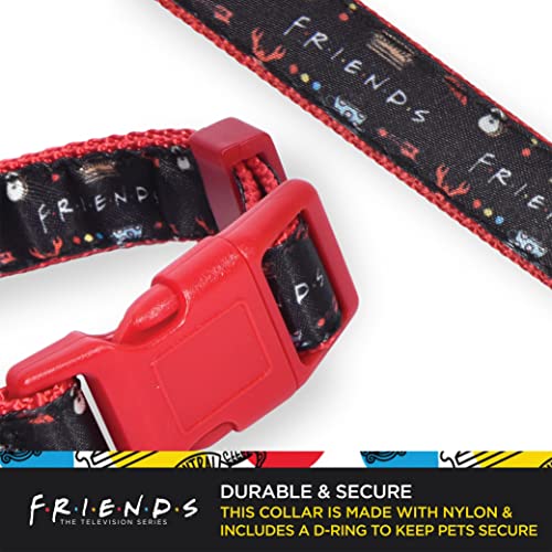 Friends the TV Show Iconic Graphics Dog Collar for Medium Dogs, Medium (M) | Black Medium Dog Collar, Cute Dog Collar with D-Ring | Dog Apparel & Accessories Friends Merch for Dogs from Friends