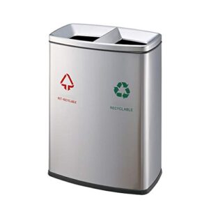 outdoor trash can garbage can double barrel waste recycling bins stainless steel classification outdoor dustbins large 2 in 1 trash can community park roadside all-weather waste recycle bin container