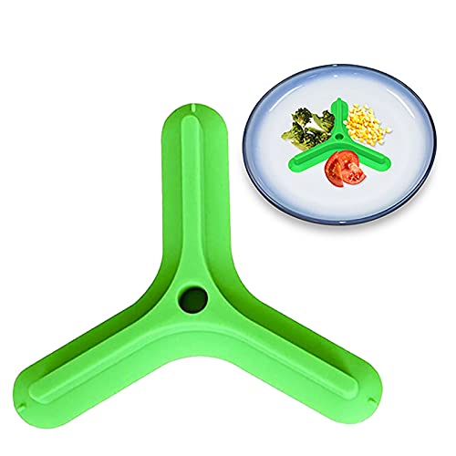 Tomppy Microwave Food Storage Tray Divider Free Silicone Food Plate Separator Controlled Meals for Teens and Adults On-The-Go BPA-Free Food-Safe Materials (Green, 1pc)