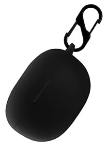 geiomoo silicone carrying case compatible with beatsstudio buds, portable scratch shock resistant cover with carabiner (black)