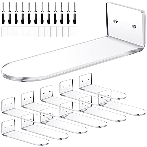 Floating Shoe Display Set of 12 for Wall Mount, Includes Acrylic Floating Shoe Shelves Floating Sneaker Stands Shelves Shoe Organizers with Cross Screws, Expansion Tubes and Tapes (Clear,0.24 Inch)