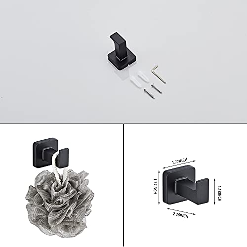 Matte Black Bathroom Hardware Set 4 Pieces,Towel Bar Set Stainless Steel Wall Mounted, Includes 16In Hand Towel Bar, Towel Ring, Robe Towel Hooks,Toilet Paper Holder, Bathroom Towel Rack Set