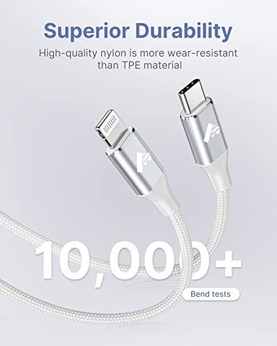 USB C to Lightning Cable 3ft 2Pack, Power Delivery USB C iPhone Cables MFi Certified Braided Type C iPhone Charger Cord Fast Charging Compatible iPhone 11 12 13 14 Pro Max X XS XR 8 7 6s Plus SE, iPad