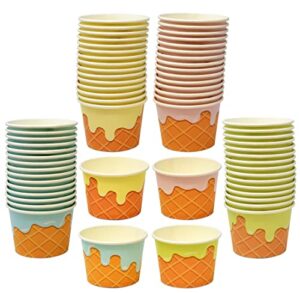 gift boutique 60 ice cream cone treat snack cups 10 oz. disposable paper cup dessert ice cream bowls pink blue yellow green frozen treats cupcakes birthday party favor supplies decorations