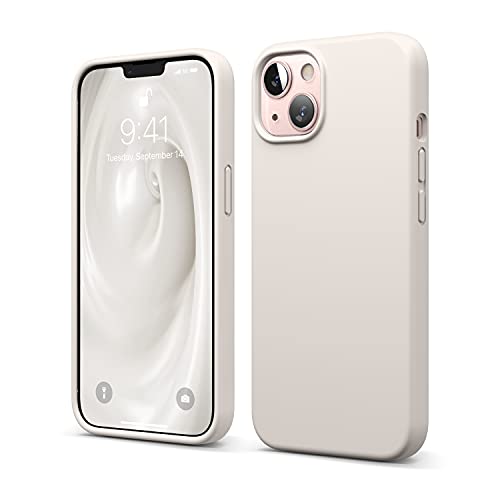 elago Compatible with iPhone 13 Case, Liquid Silicone Case, Full Body Screen Camera Protective Cover, Shockproof, Slim Phone Case, Anti-Scratch Soft Microfiber Lining, 6.1 inch (Stone)