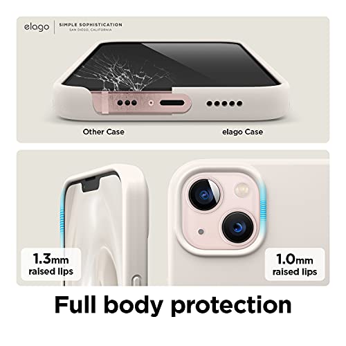 elago Compatible with iPhone 13 Case, Liquid Silicone Case, Full Body Screen Camera Protective Cover, Shockproof, Slim Phone Case, Anti-Scratch Soft Microfiber Lining, 6.1 inch (Stone)