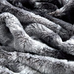 Comaza Faux Fur Throw Blanket with Reversible Sherpa for Sofa,Couch and Bed,Queen Size Soft Cozy Fuzzy Plush Fluffy Fleece Blankets(Gray,90x90 inches)