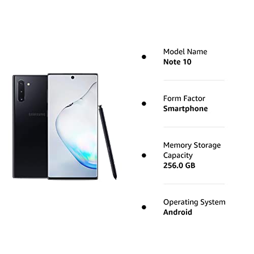 (Refurbished) Samsung Galaxy Note 10, 256GB, Aura Black - Fully Unlocked (Renewed)