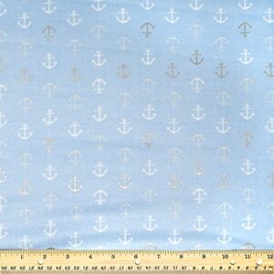 stitch & sparkle rtc fabrics bamboo rayon & cotton 44" wide blue anchor print sewing & crafting fabric by the yard (b04b0215)