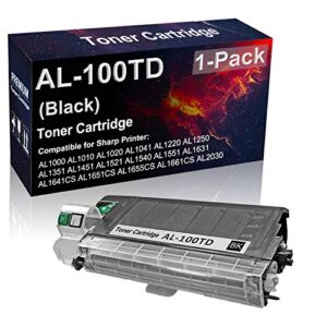 1-pack compatible al1251 al1340 al1631 al1641cs al1642cs printer cartridge replacement for sharp al-100td toner cartridge (black, texts-clear)