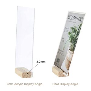 Aboofx 12 Pack Wood Place Card Holders Wood Table Number Stands Picture Holder Acrylic Sign Holders for Wedding Dinner Home Party Events Decoration