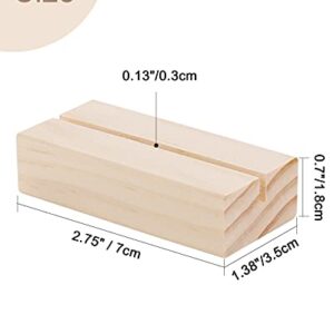 Aboofx 12 Pack Wood Place Card Holders Wood Table Number Stands Picture Holder Acrylic Sign Holders for Wedding Dinner Home Party Events Decoration