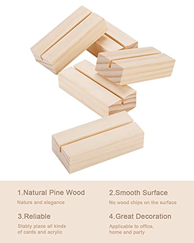 Aboofx 12 Pack Wood Place Card Holders Wood Table Number Stands Picture Holder Acrylic Sign Holders for Wedding Dinner Home Party Events Decoration